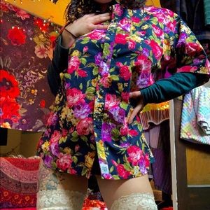 Floral button up collar shirt